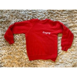 Vintage 70s/80s St. John Eudes Swim team candy red sweatshirt.
